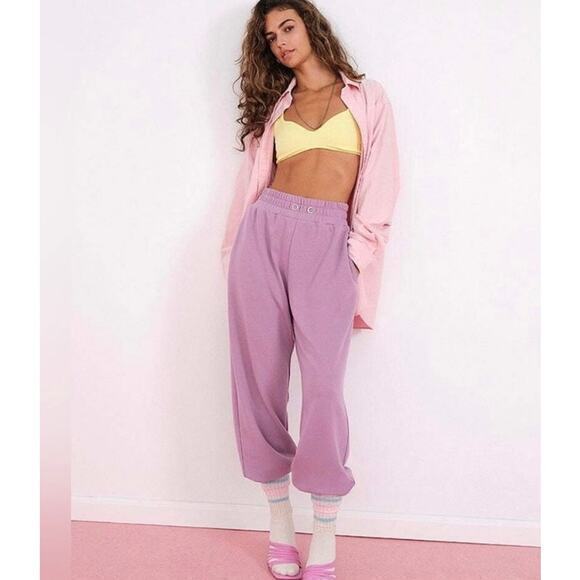 NWT For Love & Lemons Ellie Sweatpants‎ Joggers in Mulberry Large - Picture 1 of 13